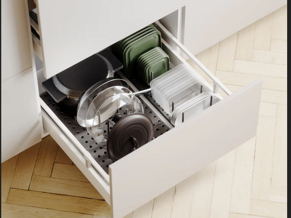 Pot-and-pan drawer insert lids containers organiser pull-out stand