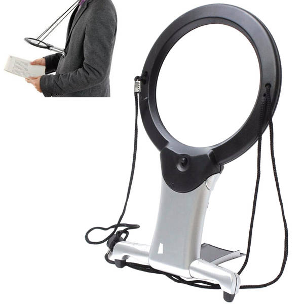 Reading magnifier neck free hands 2 led 2x 6x