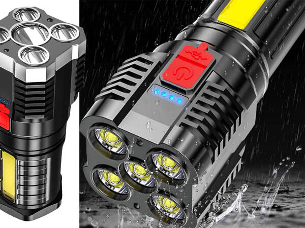 Rechargeable torch searchlight bivouac led strong military police usb