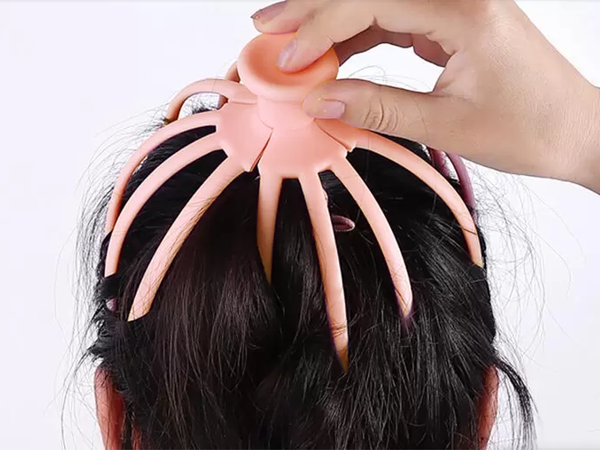 Relaxing hand-held scalp massager for head rubs