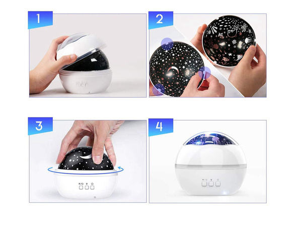 Rotating night light starry sky projector 2in1