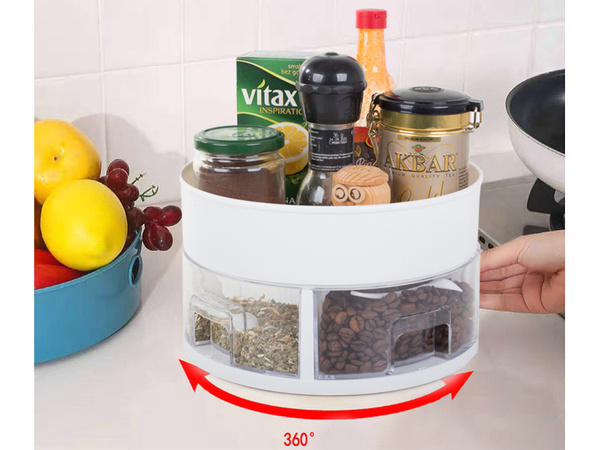 Rotating organiser for kitchen drawer container