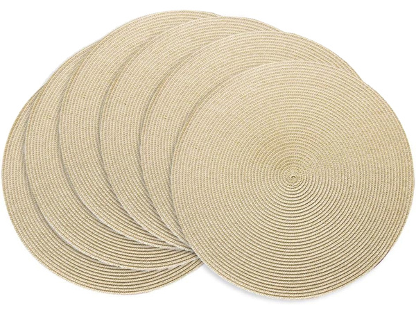 Round plate placemat kitchen plaid table mat cream