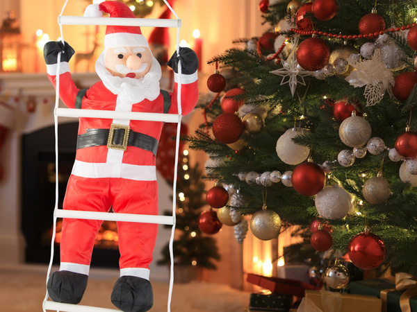 Santa claus on a ladder christmas decoration balcony terrace decoration 95 cm chimney