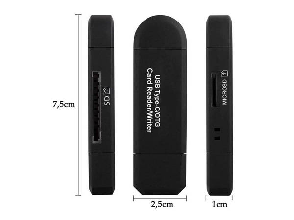 Sd card reader microsd tf usb usb-c micro usb 3w1