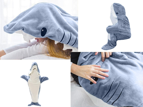 Shark blanket pyjamas sleepwear costume warm winter hoodie thick xl