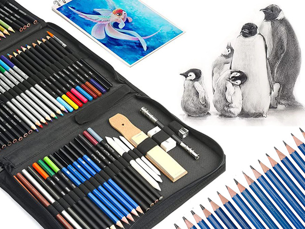 Sketching drawing colouring set professional artistic 74el