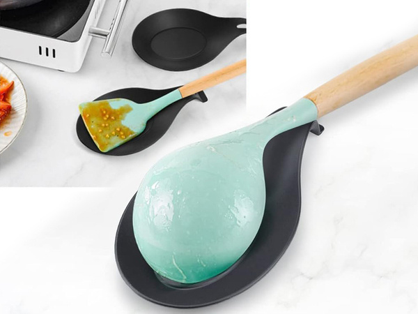 Spoon rest silicone drainer utensils under ladle