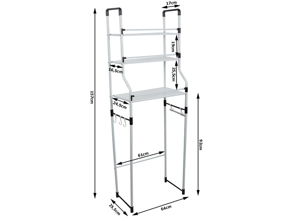 Standing shelf over washing machine toilet bathroom rack cabinet 3 shelves