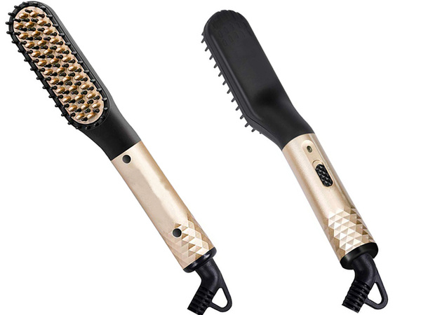 Straightener brush beard and hair comb for men's grooming