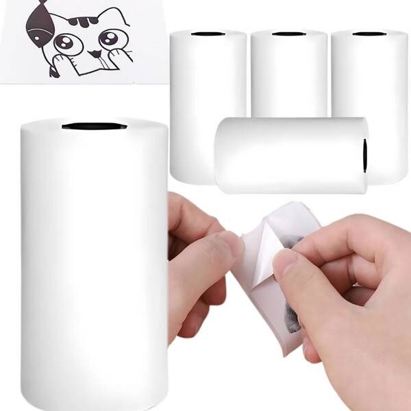 Thermal paper for mini self-adhesive printer 55 mm 5 rolls quick printing