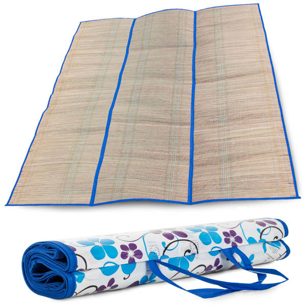 Thermal straw beach mat rolled up 150x170