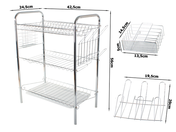 Three-tier drying rack kitchen drainer