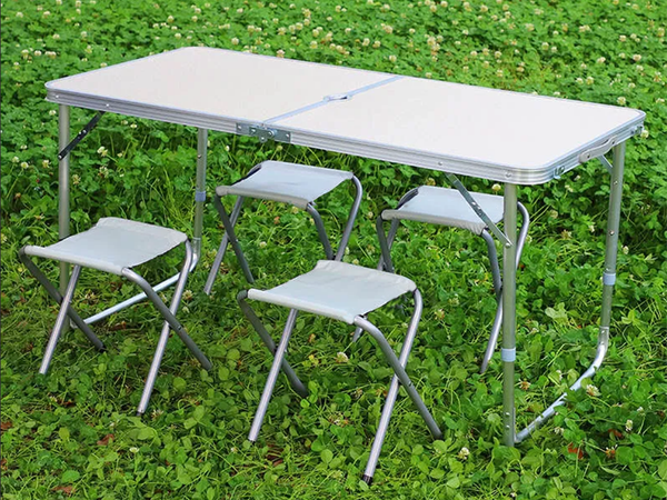 Tourist table set folding camping table large 4 chairs suitcase