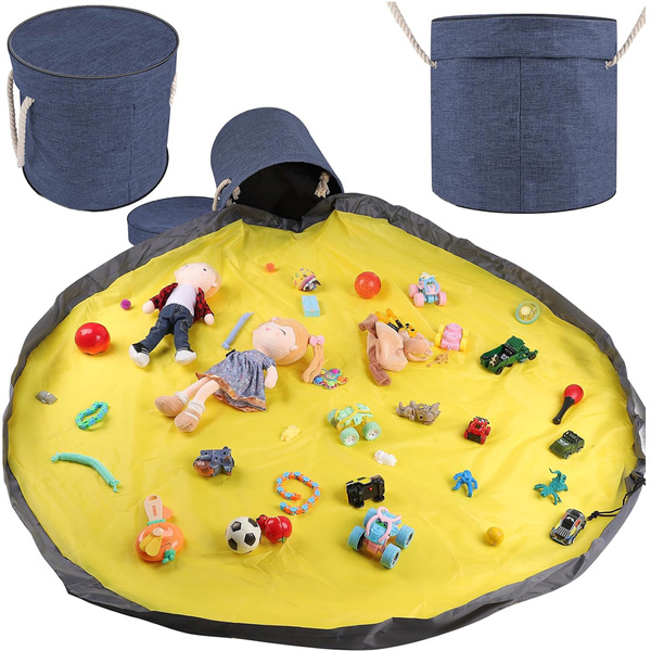 Toy bin blocks with mat organiser bag toy bin with lid handles