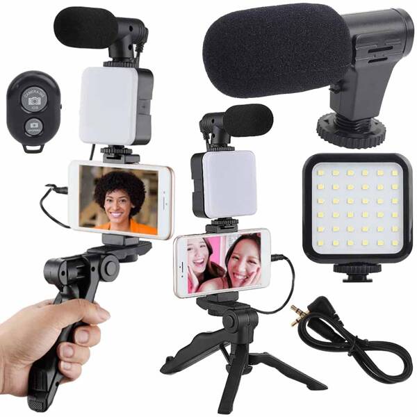 Vlogging kit tripod microphone phone holder video recording