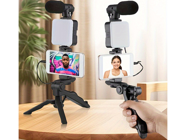 Vlogging kit tripod microphone phone holder video recording