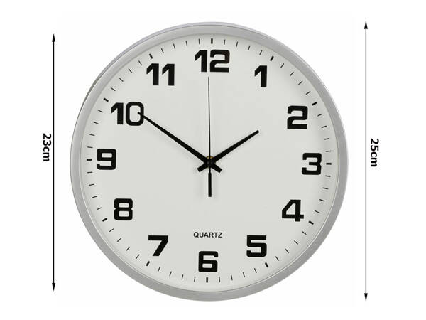 Wall clock large non-touching silent 25 cm round second hand