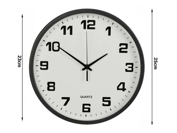 Wall clock large non-touching silent 25 cm round second hand