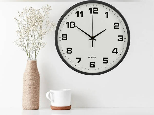 Wall clock large non-touching silent 25 cm round second hand