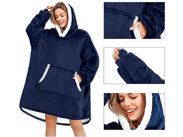 Warm sweatshirt oversize blanket xxl 2in1 thick fur soft hooded dressing gown