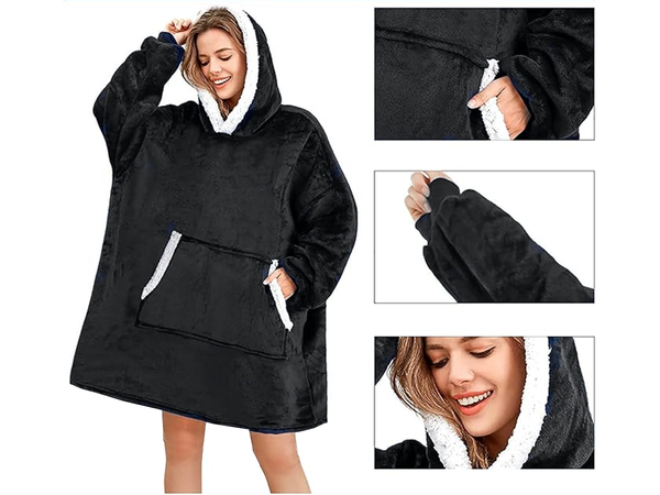 Warm sweatshirt oversize blanket xxl 2in1 thick fur soft hooded dressing gown