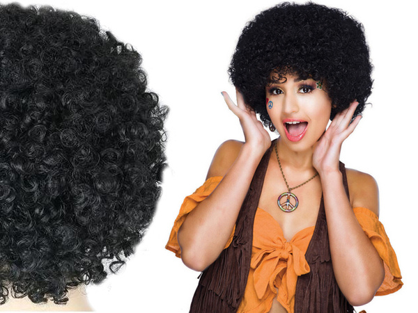 Wig black hair curly afro carnival party