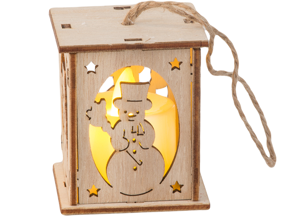 Wooden hanging christmas tree lantern lighting christmas decoration snowman