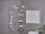 Bathroom corner shelf bath shower telescopic white shelf 4 levels