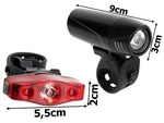 Bike light set front + rear led for bicycle handlebars strong