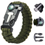 Bracelet survival wristband 5in1 compass flint rope knife paracord rope