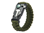 Bracelet survival wristband 5in1 compass flint rope knife paracord rope