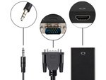 Cable vga-hdmi full hd d-sub converter adapter with 3.5 jack and usb