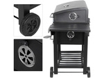 Charcoal garden grill two grates thermometer lid shelf ash pan large