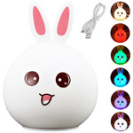 Children's led night light rabbit touch rgb