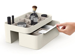 Cosmetics organiser with drawer and mirror