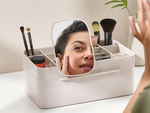 Cosmetics organiser with drawer and mirror