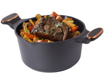 Deep pot with lid induction gas non stick coating 7l