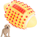 Dog toy squeaky chew rubber rugby ball