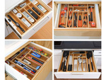 Drawer insert kitchen cutlery organiser bamboo 8 compartments xl