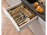 Drawer insert kitchen cutlery organiser bamboo 8 compartments xl