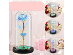 Everlasting rose in glass gift led luminous blue glass for women's day