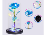 Everlasting rose in glass gift led luminous blue glass for women's day