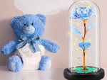 Everlasting rose in glass gift led luminous blue glass for women's day