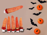 Fake severed fingers halloween decoration 5 rubber stitched fingers