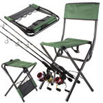 Fishing chair backrest with rod holder