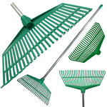 Garden rake for grass leaves light plastic stem aluminium 40cm