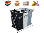 Laundry basket 3 compartment free-standing organiser container 135l