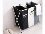 Laundry basket 3 compartment free-standing organiser container 135l