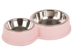 Metal double bowl for dog cat food water